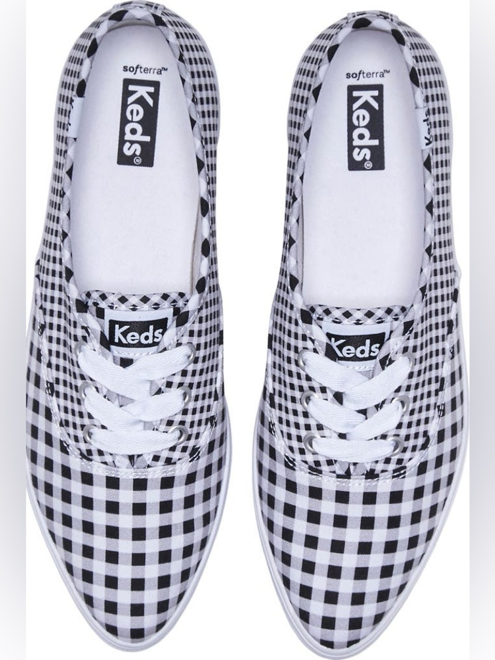 New Size 8.5 Keds Black & White Gingham Lace-Up Point Platform Sneaker (ABBA)